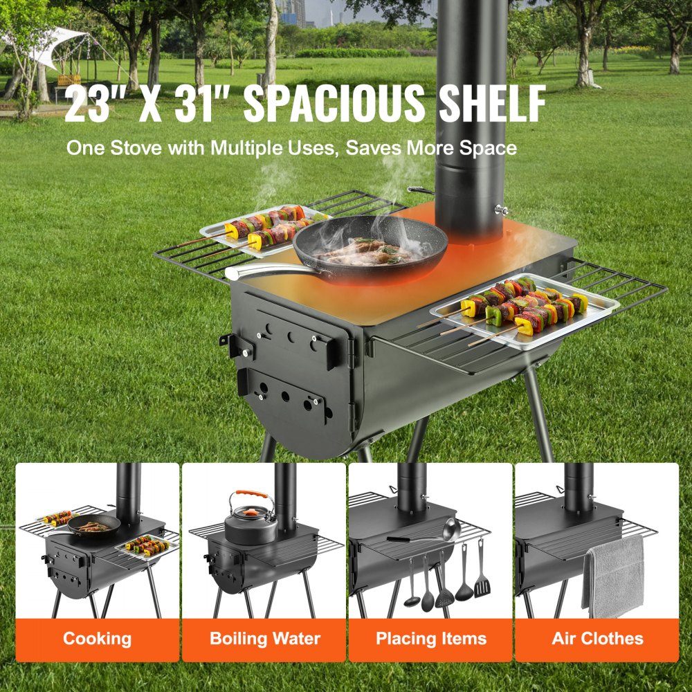 Poêle à bois Portable Camping tente chaude gril four 300 cm extérieur avec tuyaux