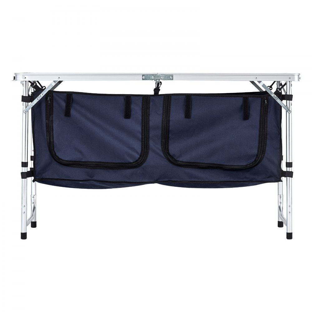 Camping-Küchentisch, klappbarer Kochtisch, Outdoor, 3-fach höhenverstellbar, tragbare Kochstation aus Aluminium mit Organizer und Tragegriff, für Grillparty, Picknick, Wohnmobil-Reise, blau Camping-Küchentisch, klappbarer Kochtisch, Outdoor, 3-fach höhenverstellbar, tragbare Kochstation aus Aluminium mit Organizer und Tragegriff, für Grillparty, Picknick, Wohnmobil-Reise, blau