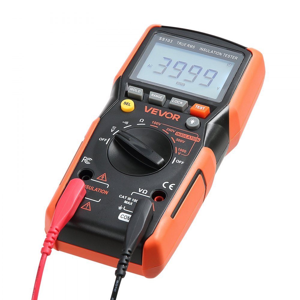 Digital Multimeter, 4000 Count TRMS Voltmeter Ohmmeter, 1000V AC/DC Voltage Tester with switchable auto/manual range for voltage, resistance and continuity measurement