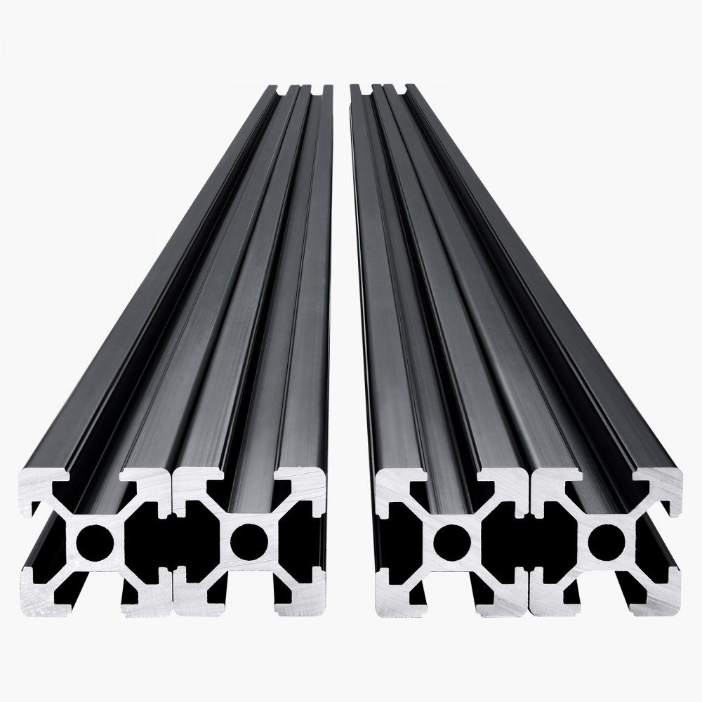 4pcs Aluminum Profile 1200mm T-Slot 2020 Aluminum Extruded Profile European Standard Anodized Linear Rail Groove Profile for 3D Printer CNC Machine DIY Laser Engraving Black