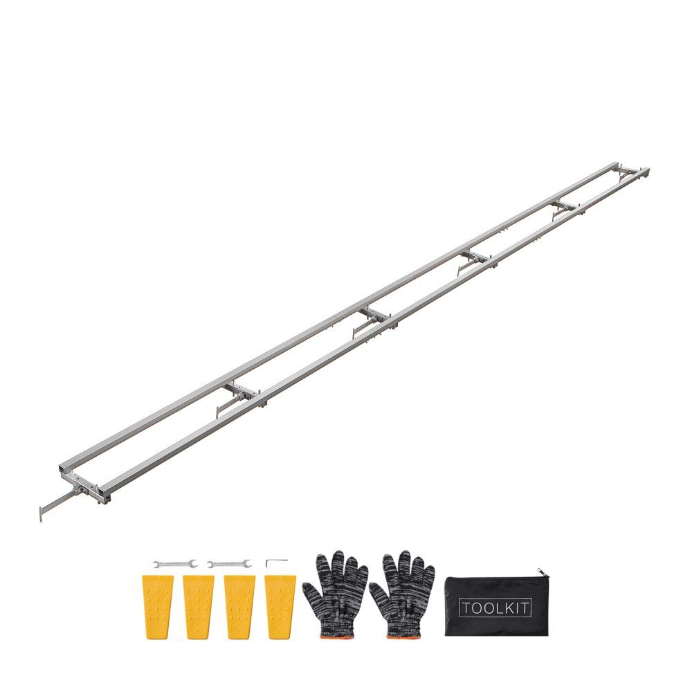 Sawmill Rail Guide System 4.5m, 6 Crossbar Chainsaw Milling Kits, Aluminum Saw Milling Rail System for Chainsaw, 4 Wedge Rail Milling Guide Kit for Construction Workers and Woodworkers