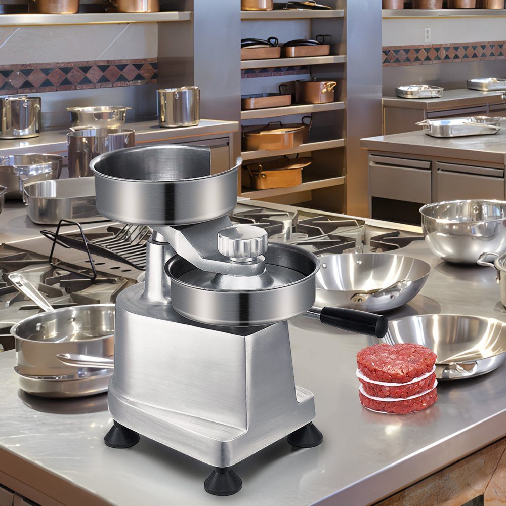 Kommerzielle Burgerpresse – Hamburger-Patty-Maker 10/13/15 cm, mit 3 Packungen Burgerpapier, professionelle Hamburgerpresse aus Edelstahl, perfekt zum Kochen von Burger-Patties und Grillzubehör