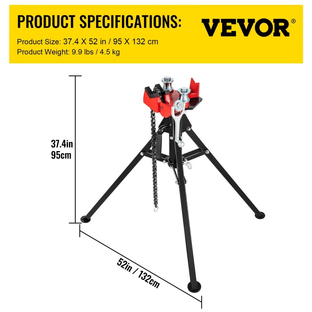 Modell TP-425 Tragbarer Kettenschraubstock, Rohrschraubstock, Kettenrohrschraubstock aus Stahl, Stativ-Arbeitsgerät 3,2–127 mm, für Mechaniker, Elektriker, Sanitärhandwerker