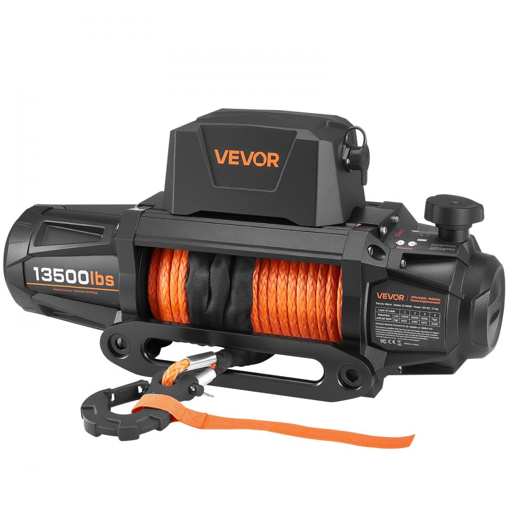 Elektrische Winde, 6100 kg 12 V DC LKW-Winde mit Φ 9,5 mm x 28 m synthetischem Seil, kabellose und kabelgebundene Fernbedienung, IP68 zum Ziehen von SUVs, Jeeps, Anhängern und Booten Elektrische Winde, 6100 kg 12 V DC LKW-Winde mit Φ 9,5 mm x 28 m synthetischem Seil, kabellose und kabelgebundene Fernbedienung, IP68 zum Ziehen von SUVs, Jeeps, Anhängern und Booten