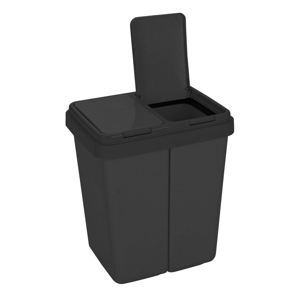 Ribelli Zweimer Duo poubelle avec couvercle, 2 x env. 25 litres, noir