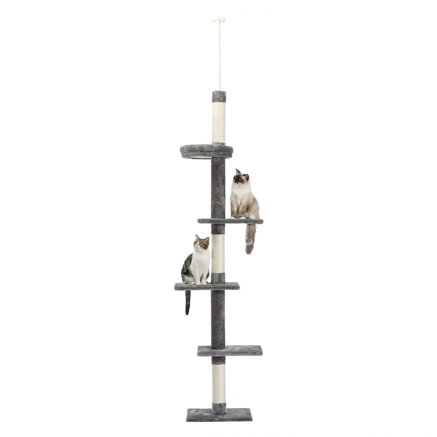 Arbre à chat à hauteur de plafond, tour d'escalade, arbre à chat XXXL Turm 228-274 cm gris