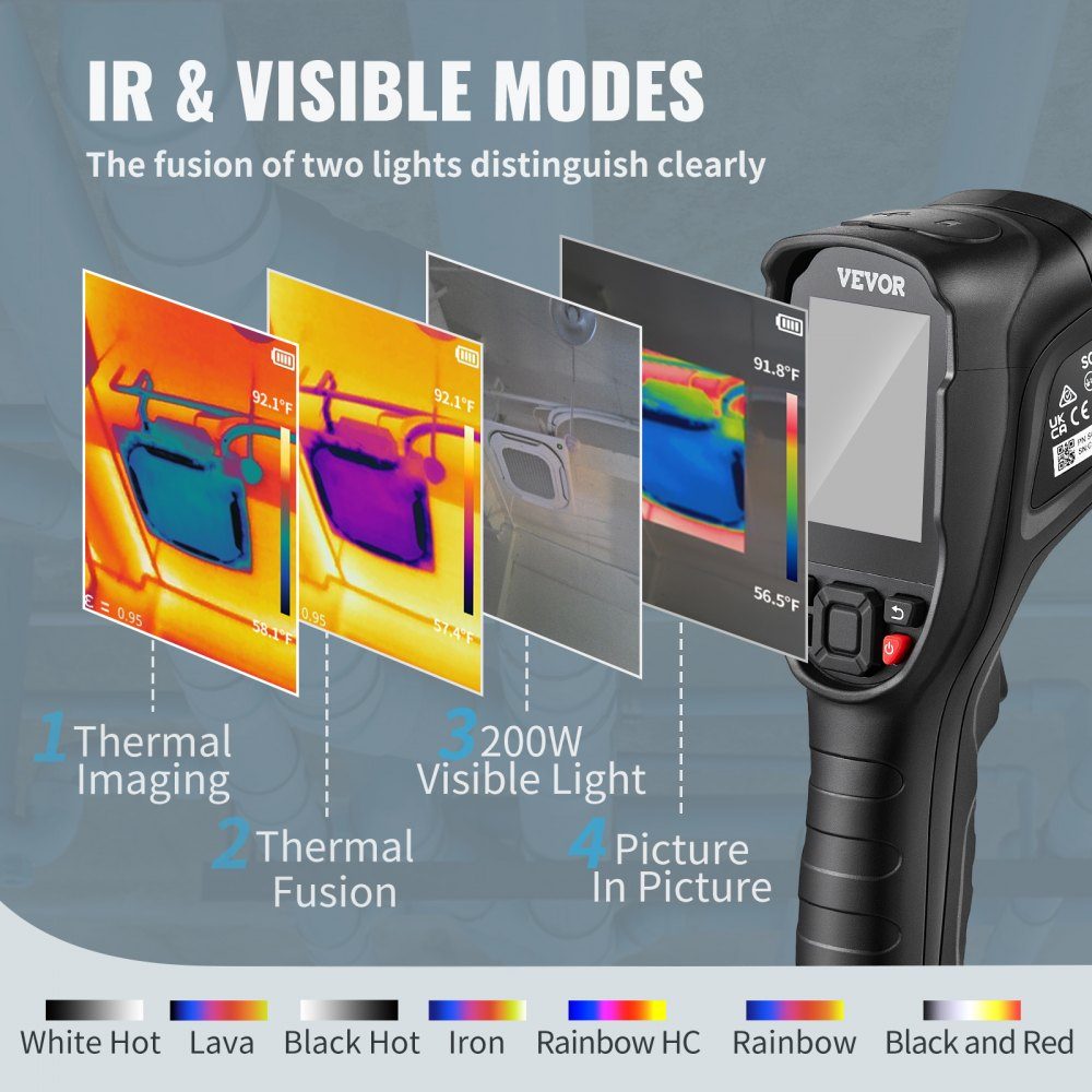 Hand-Wärmebildkamera, 240 x 180 IR-Auflösung, Infrarotkamera, Thermometer, 40 mK, Thermografiekamera -20–550 °C, Wärmebildkamera, Identifizierung von Wildtieren, elektrische Hotspots, fehlende Isolierung