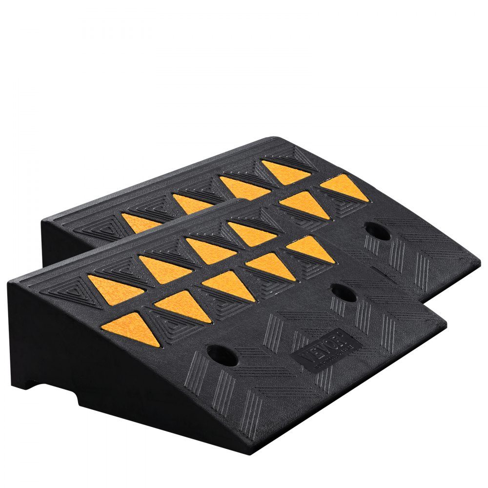 2 x Threshold Ramp, Solid Rubber Door Threshold Ramp, Maximum Load up to 15 Tons, Curb Ramp, 48.3 x 33 x 12.7 cm, Wheelchair Ramp, Access Ramp, Rubber Ramp, Ideal for Uneven Floors, Curbs