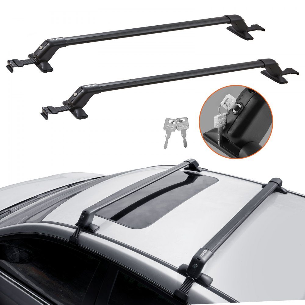 Dachträger Dachträger Auto Querträger 2 Stück. Dachträger 70,3 kg Tragkraft, geeignet für PKW. Abstand zwischen Dachrinnen 105–109 cm, Abstand von Dachrinnen zu Fenstern 6 cm