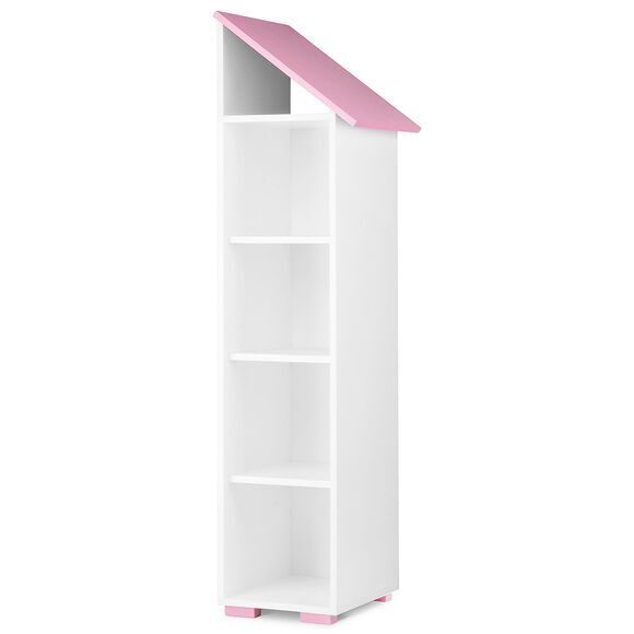 Design boekenplank kinderhuis 165 cm hoog wit-roze kinderkamer