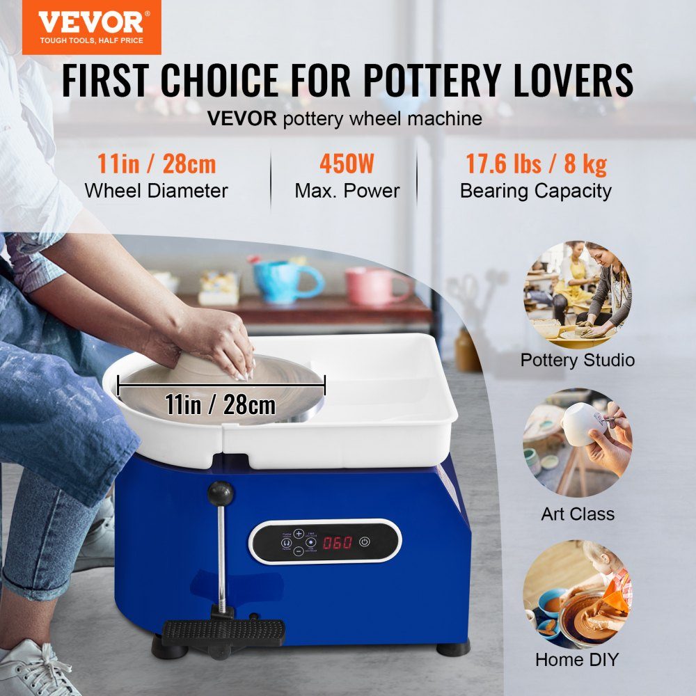 Pottery Wheel Ceramic Wheel 450W Electric Pottery Wheel 28cm 300RPM Pottery Wheel with Pedal and Apron Forming Machine Suitable for Beginners and Enthusiasts
