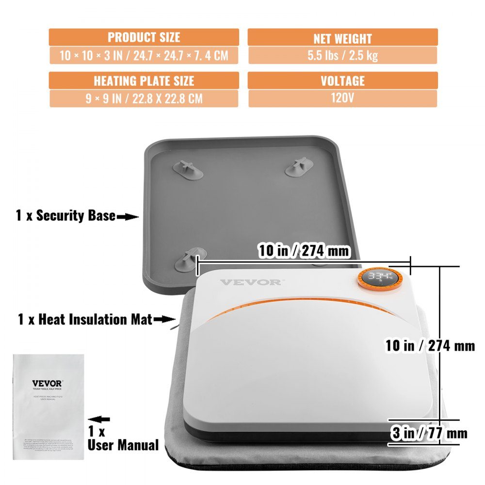 2 in 1 Mini Heat Press Machine Heat Press 9" x 9", 670W Heat Transfer T-Shirts, Coasters, Cushions, DIY Small Heat Press Transfer Press Plotter Printing Machines, Shirt Press Printing