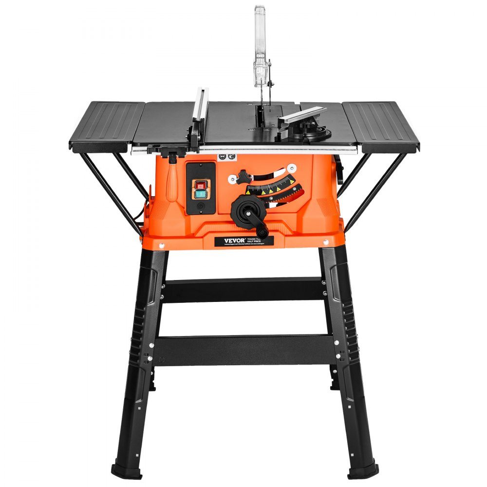 Scie à table avec support, 254 mm, 1800 W, scie circulaire de chantier, 200 mm max. performance de coupe, vitesse de coupe de 4800 tr/min, lame de scie avec 24-Zahn-, scie à onglet pour la construction de bois et de meubles