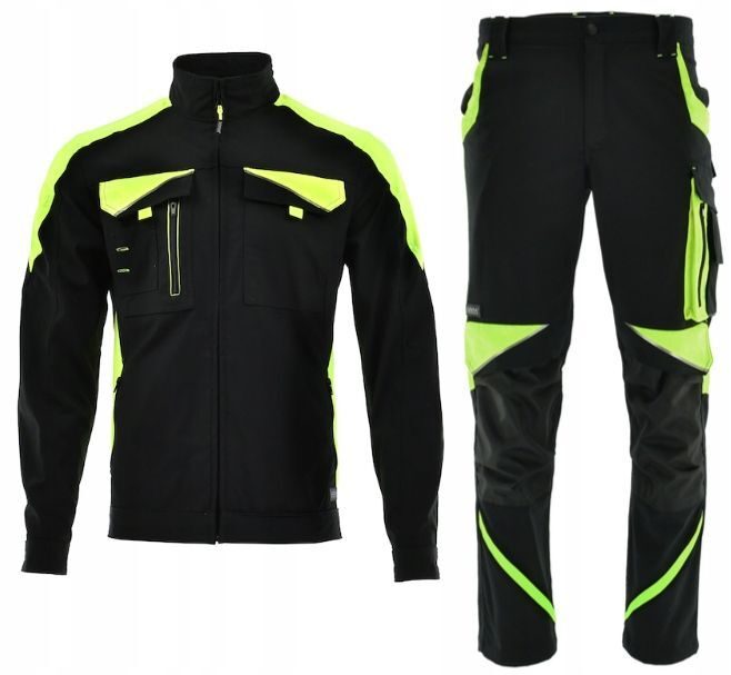 Ensemble PANTALON DE TRAVAIL Premium avec veste pour ouvriers de montage Neon