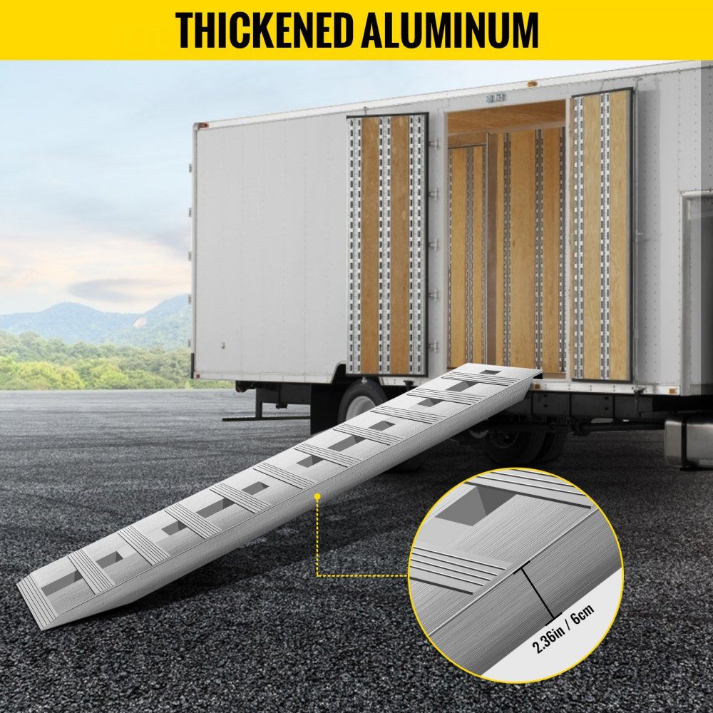 1520 x 305 mm aluminium oprijplaten, 2 stuks ATV-oprijplaten, laadrampen, laadvermogen van 2722 kg, tot 406 mm laadhoogte – Artikelnr. HT-22252