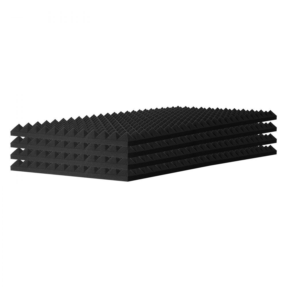 Acoustic Foam Acoustic Panels Set of 4 1200x600x50mm Soundproof Pyramid Shaped Wall Panels Acoustic Panels Acoustic Foam Mats for Studio Walls and Ceilings Black