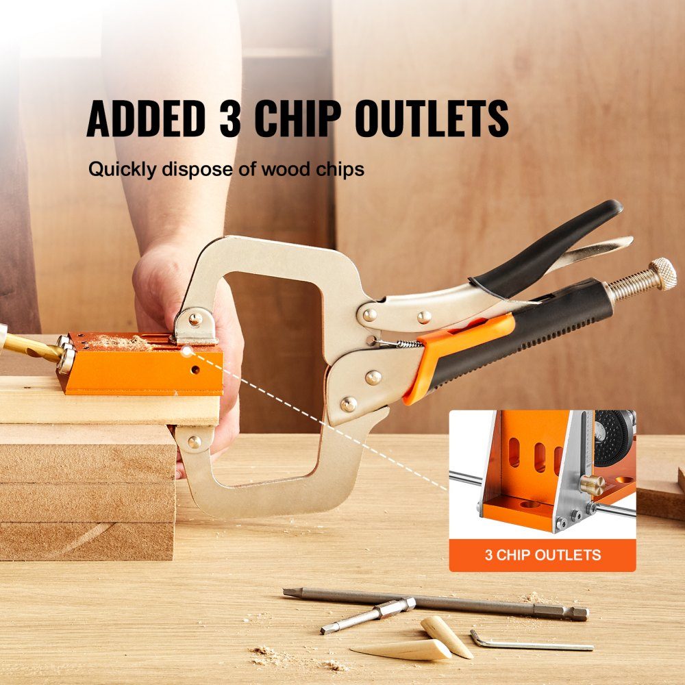 Pocket Hole Jig Set, Three Pocket Holes with Wrench and Square Drive Bits, Dowel Aid Drill Jig for Drilling Pocket Holes and Slanted Holes, Woodworking Drilling Aid