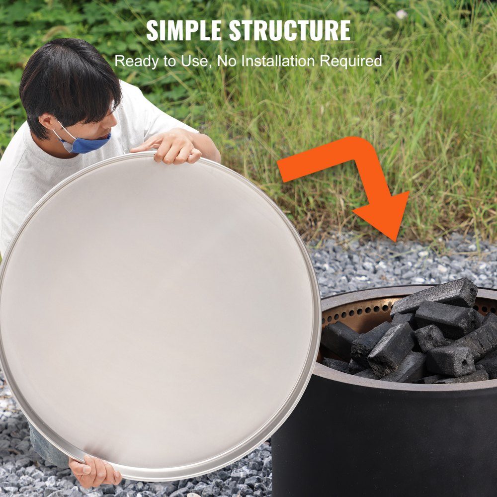 φ 508mm fire bowl lid made of stainless steel SUS304 fire bowl lid 0.8mm thick rust resistance heat tolerance fire bowl cover effectively prevents sparks and ash from splashing