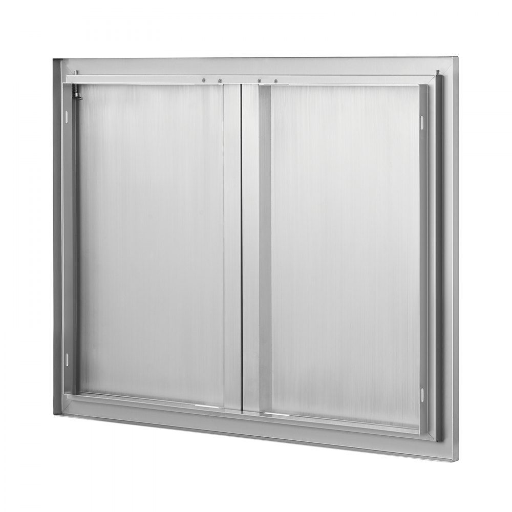 Grill Access Door 787x609mm Double Outdoor Kitchen Door Flush Mount Stainless Steel Door Vertical Wall Door with Retractable Handles for Grill Island Grill Station Outdoor Cabinet