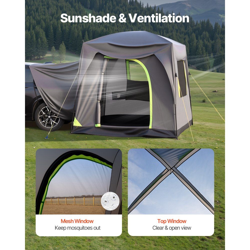 SUV Tent Camping Car Tent (248x308x230cm) Waterproof PU2000 Spacious Double Layer Design for 5-8 People SUV Camping Tent with Windows and Mesh Windows Rain Canopy and Bag