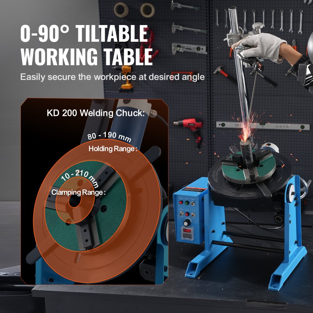 Schweißdrehtisch 120 W Schweißpositionierer 0,5–6 U/min Manipulator 25 kg (horizontal)/50 kg (vertikal) Drehtisch 0–90° Neigungswinkel KD200 Dreibackenfutter zum Schneiden, Schleifen, Montieren Schweißdrehtisch 120 W Schweißpositionierer 0,5–6 U/min Manipulator 25 kg (horizontal)/50 kg (vertikal) Drehtisch 0–90° Neigungswinkel KD200 Dreibackenfutter zum Schneiden, Schleifen, Montieren