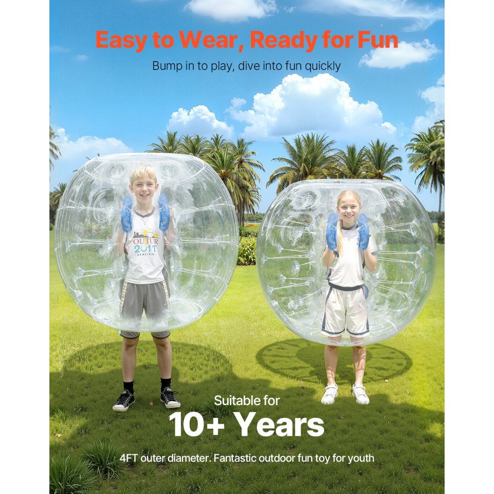 2-pack opblaasbare bumperballen, 1,2 m body Sumo Zorb-ballen voor tieners en volwassenen, 0,8 mm dikke PVC-bubbelballen voor menselijke hamsters voor buitenteamgamingspellen, Bumper Bopper-spel