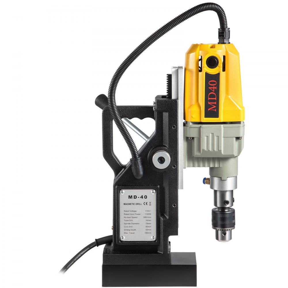 1100W Magnetbohrmaschine Magnetbohrmaschine 12000 N Elektrische Kernbohrmaschine Industriebohrmaschine mit 12 Bohrern, max. Tiefe 55 mm, für Schiffs- und Brückenbau, Stahlbau