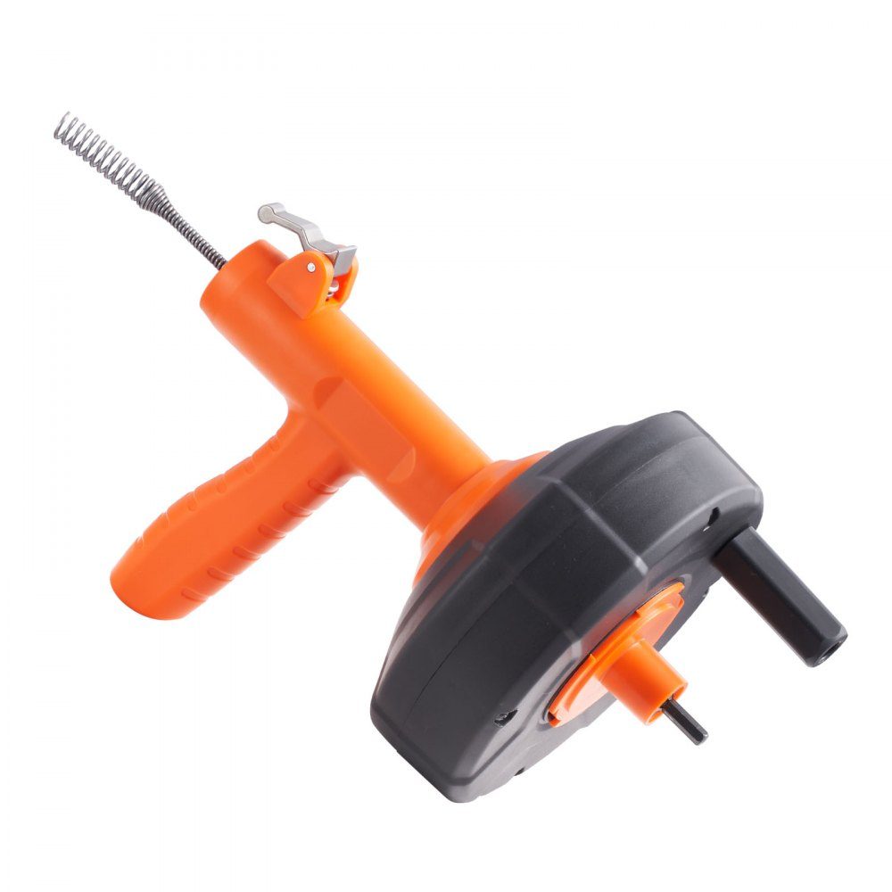 Pipe Cleaning Cable 1/4" x 30" Spring Steel Cable Drain Cleaner with Drum Manual and Electric Manual Feed Pipe Cleaning Shaft Pipe Cleaning Device for Toilet Sewer Floor Drain