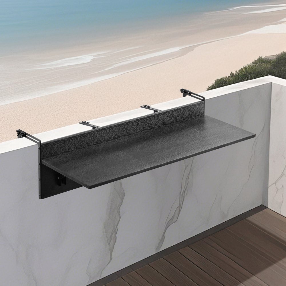 Balkontisch, 1500 x 300 mm, klappbarer Balkon-Hängetisch, Klapptisch für den Außenbereich, 22 kg Tragkraft, geeignet für Geländer von 2,54 bis 15 cm, Serviertisch für Terrasse und Deck
