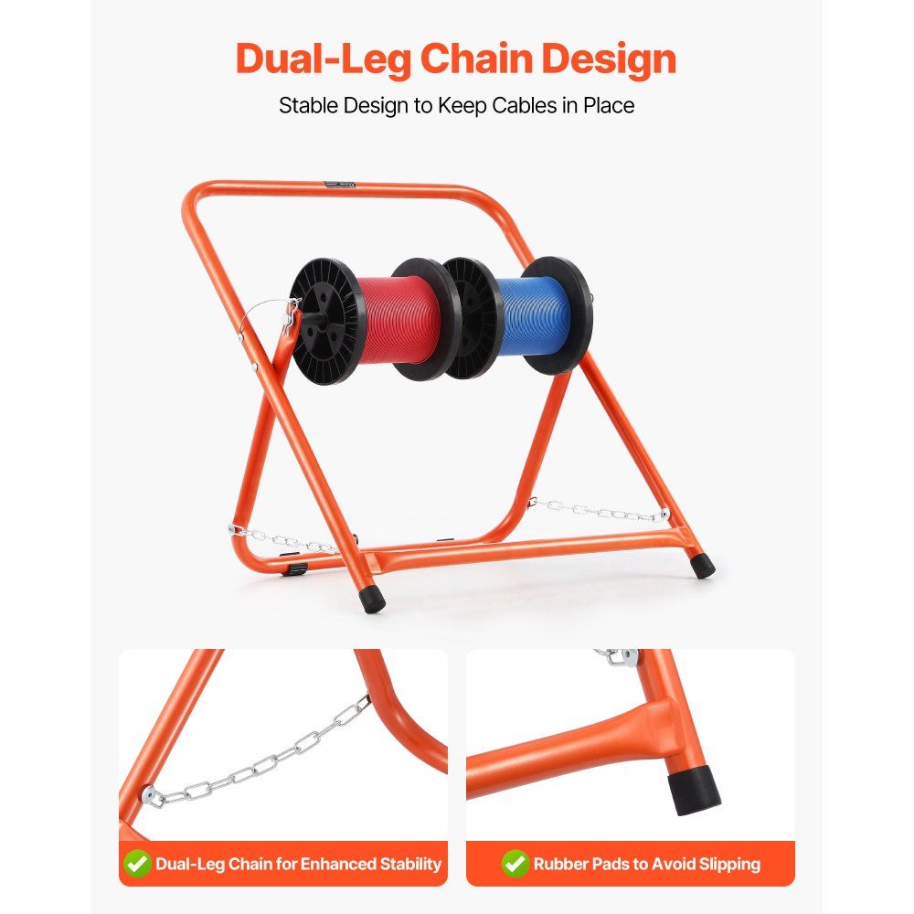 Wire Spool Holder, Steel Frame, Foldable Cable Dispenser, Load Capacity 45kg, Portable Wire Dispenser for Storing 50cm Diameter Spools in Various Conditions