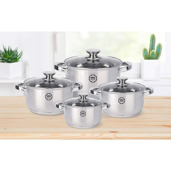 Premium-Set mit 4 Verso-Edelstahltöpfen, 8-teilig, mit Deckel