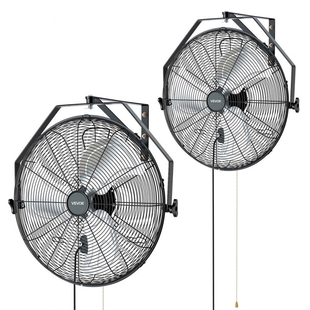 2x 120W Industrie-Wandventilator 60 cm, 7 m/s oszillierender Wandventilator mit 3 Stufen & verstellbarem Neigungswinkel, gewerblicher Industrieventilator für Werkstatt, Garage, Lager, Fitnessstudio, Schwarz