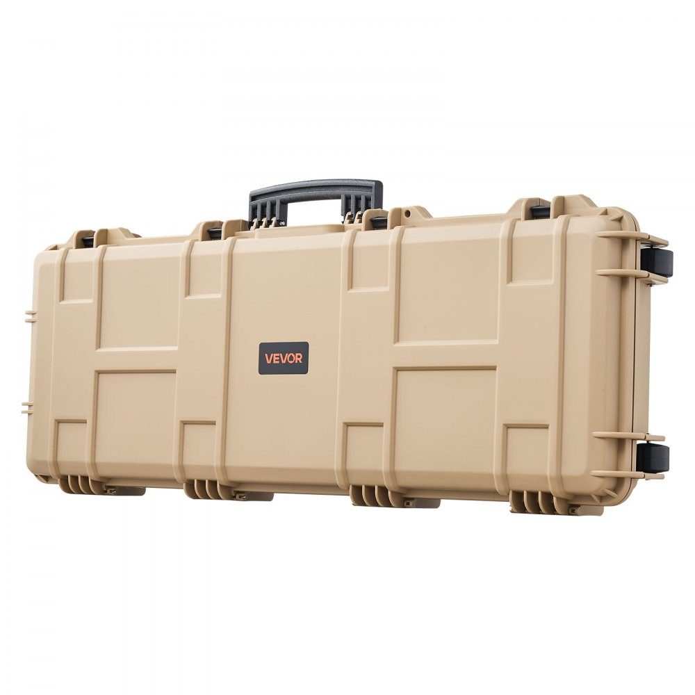 Waffenkoffer mit Hartschale für Langwaffen, abschließbarer Waffenkoffer mit vorgeschnittenem Schaumstoff, Langwaffenkoffer, Waffenaufbewahrung, rollbar, IP67 wasserdicht, 109 x 41 x 15,5 cm, Khaki