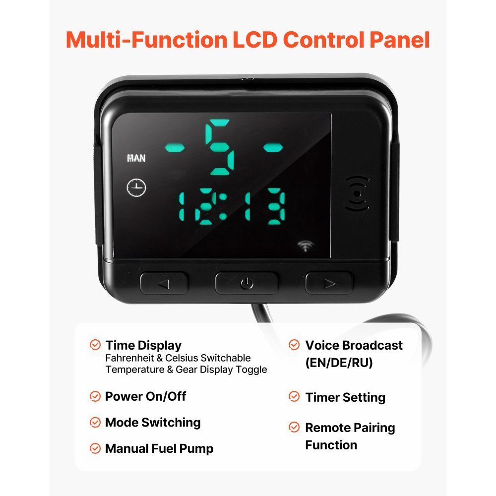 Diesel Air Heater Controller, DC 5V Universal Diesel Heater Thermostat Switch, Auxiliary Heater Controller with LCD Display and Remote Control, Diesel Heater Switch for 2kW/5kW/8kW Auxiliary Heaters