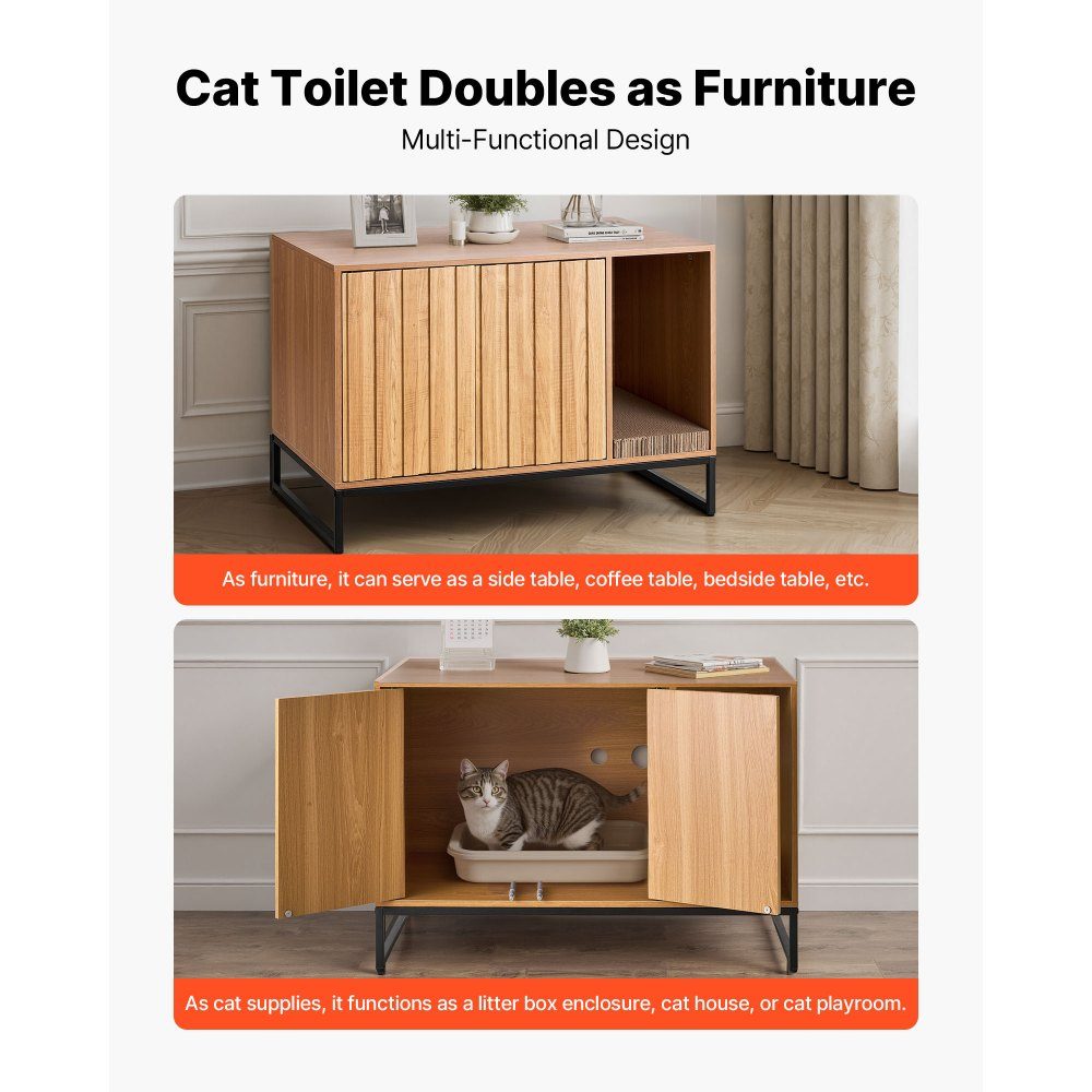 Armoire pour chat, 800x510x568 mm, toilettes pour chat avec griffoir et espace de rangement, armoire de toilette pour chat, maison pour chat, adaptée à la plupart des bacs à litière pour chat, pour chambre et salon