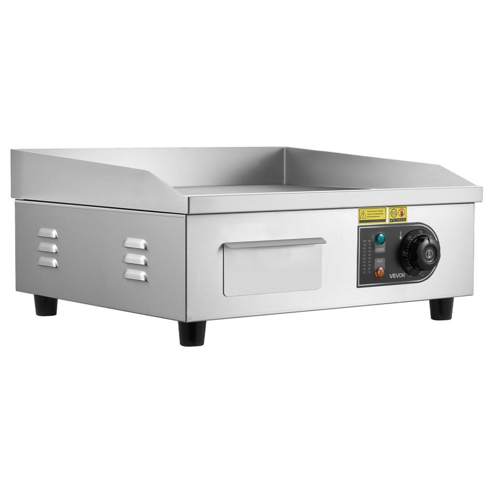 Commerciële grillplaat elektrisch 45 x 30 cm, bakplaat elektrische grill 2800 W, tafelgrillplaat 50-300 °C met 2 spatels, 2 borstels en 4 voetzolen, bakplaat voor steaks, pannenkoeken