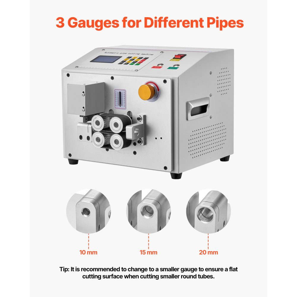 Automatic shrink tube cutter, pipe cutting machine with LCD display, 1-20mm cutting diameter, 0.1-99999.9mm cutting length for PVC-PE pipes, silicone pipes, soft water pipes
