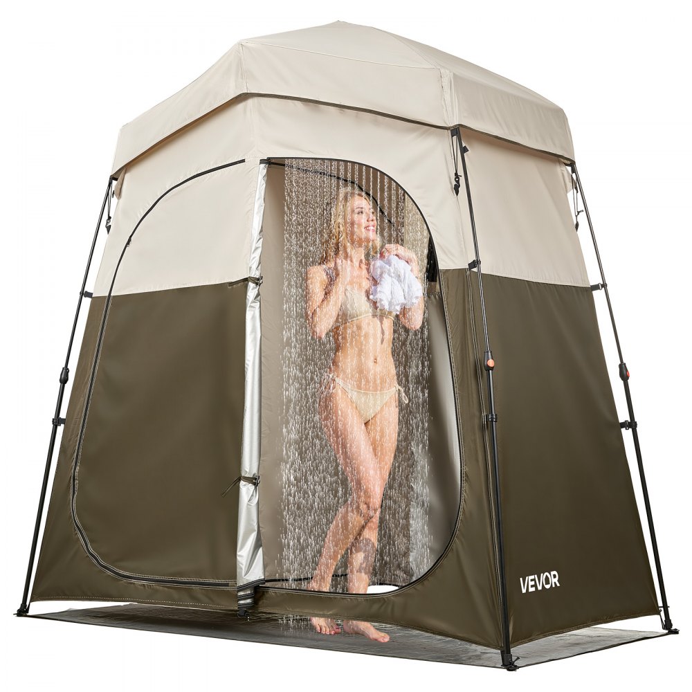 Douchetent, toilettent (2140x1120x213 cm) met privacyscherm & 2 kamers, kleedtent inclusief haringen & touwen & draagtas, privacytent gemaakt van 150D Oxford-stof voor kamperen, strand, vissen Douchetent, toilettent (2140x1120x213 cm) met privacyscherm & 2 kamers, kleedtent inclusief haringen & touwen & draagtas, privacytent gemaakt van 150D Oxford-stof voor kamperen, strand, vissen