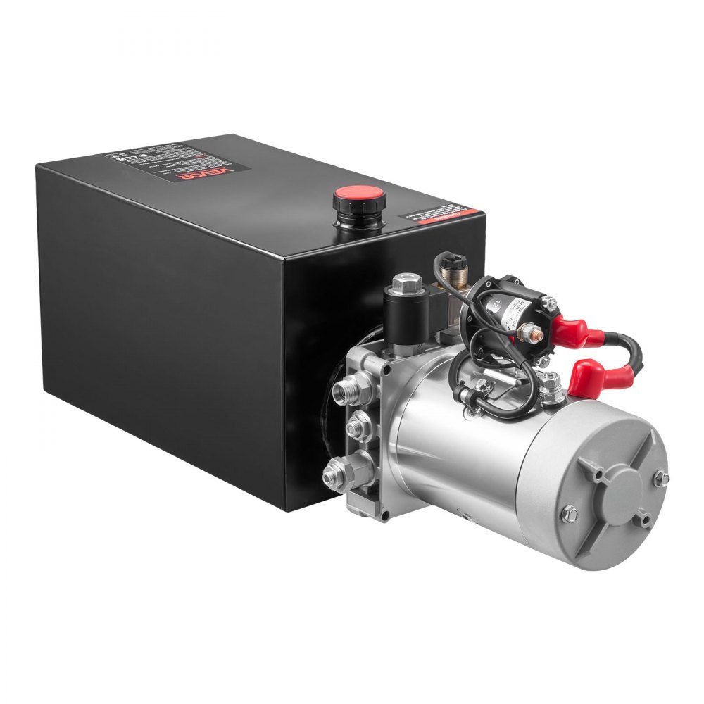 Groupe hydraulique 10 Qt pompe à benne basculante simple effet, pression d'ouverture maximale 22 MPa et débit 3,4 L/min, pompe hydraulique 12 V DC avec conteneur métallique pour remorque benne noir