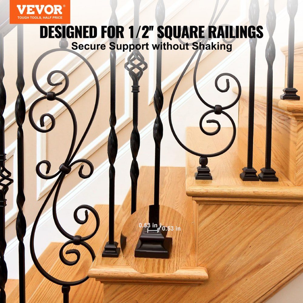 Set of 50 post supports, aluminum post shoe, post screw-on sleeve, screw-on sleeve, support foot. Suitable for stair railings, single turns, double turns, double baskets 34.5 x 34.5 x 26.5 mm