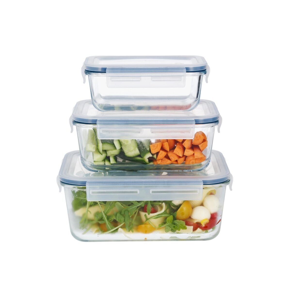 SILVERCREST® glazen voedselopslagcontainerset (rechthoekige set van 3)