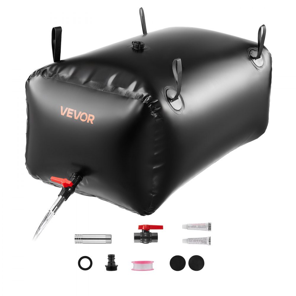 Water Bladder Storage Container, 240L Foldable Water Bag, 1000D PVC Water Container, Leakproof Water Container, Ideal for Camping, Garden Watering, RV & Emergencies, Black