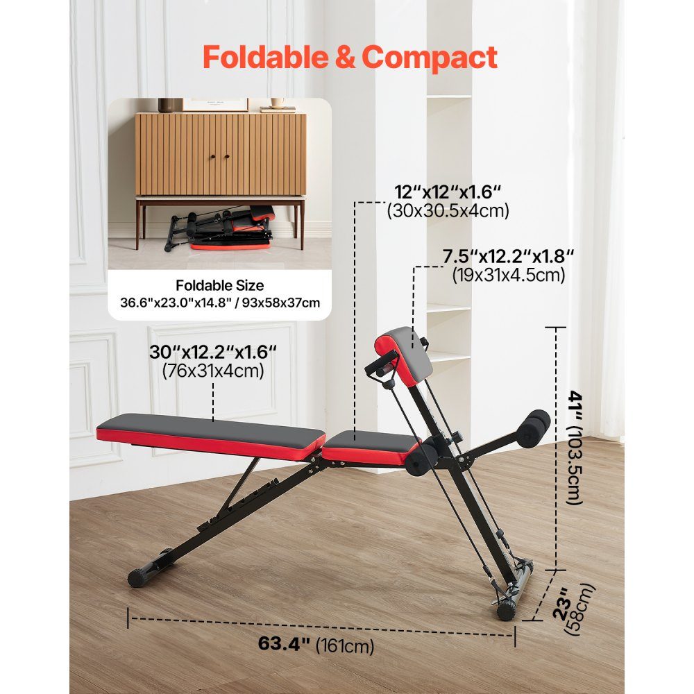 Multifunctional Full Body Training Weight Bench Hyperextension Bench Roman Chair 350kg Adjustable Foldable Back Trainer Sit-Up Training Equipment for Home Gym Black