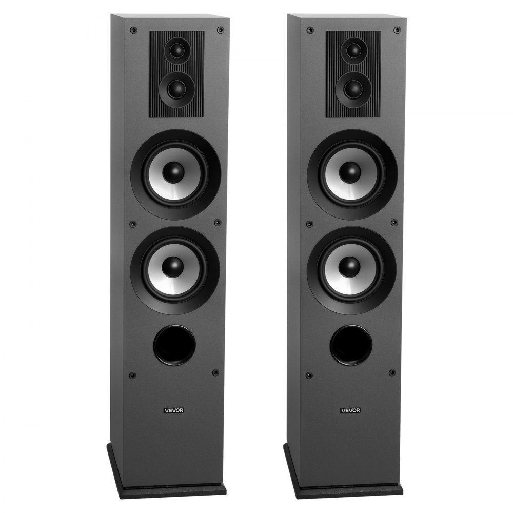 Passives Standlautsprecherpaar, 3-Wege-System mit 3/4"- und 1"-Hochtöner, zwei 5,25"-Tieftöner, 145 W Spitzenleistung, 70 Hz-20 kHz Frequenzgang, MDF-Gehäuse, für Home-Audio