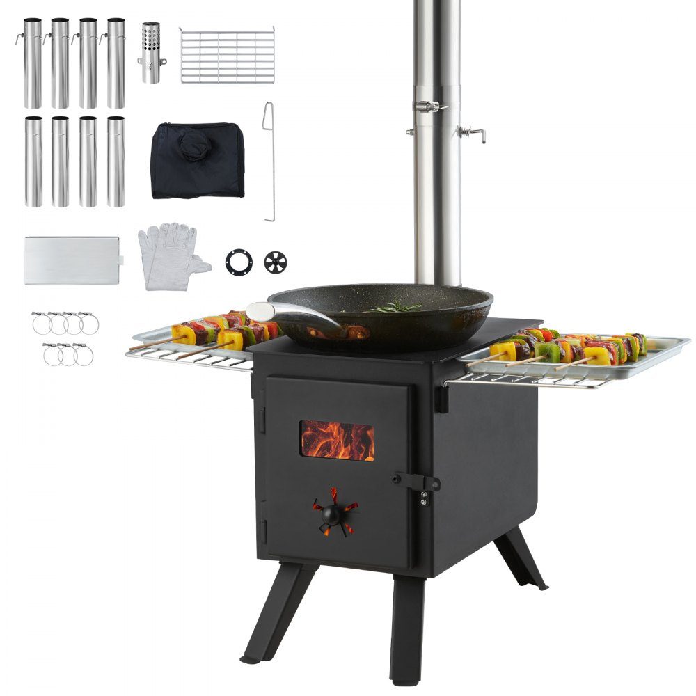 Poêle de tente 394 x 608 x 425 mm Poêle de camping 225 x 338 x 233 mm Dimensions intérieures du poêle Poêle de jardin Poêle de camping Poêle d'atelier Poêle à bois Four d'extérieur Cuisine extérieure pour camping Chauffage extérieur