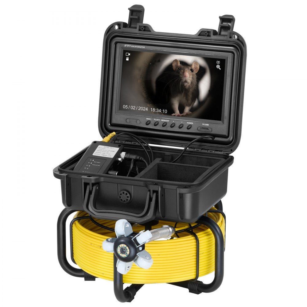 Sewer Camera, 50m Self-Leveling Pipe Inspection Camera with 9" 1080P HD Screen, 36X Zoom, Waterproof IP68-Rohrkamera with Lights-12 LED, 32GB Card Borescope for Sewer Pipes