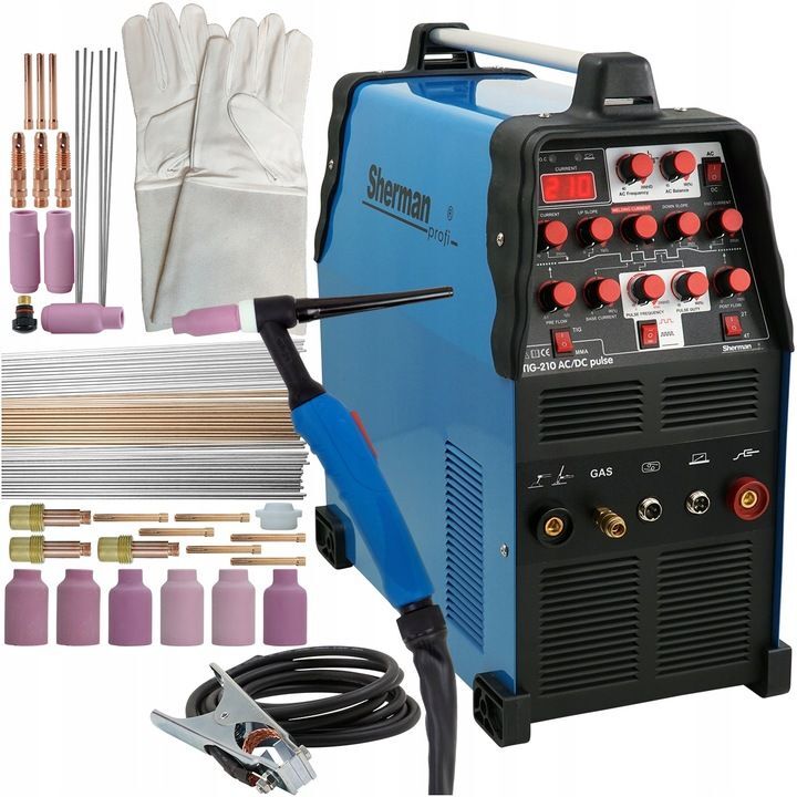 Spawarka TIG AC DC 210 Pulse HF 200A Zestaw Spawarka TIG AC DC 210 Pulse HF 200A Zestaw