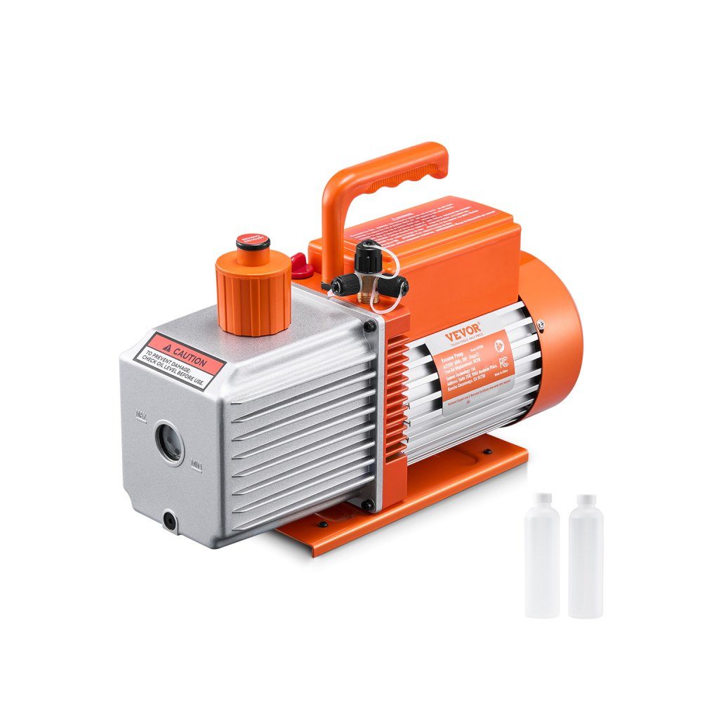 Vacuümpomp 9 CFM HVAC 2-traps draaischuifvacuümpomp voor R134a R22 R410a-systemen Auto AC-vacuümpompset met harsontgassing oliefles voor auto-airconditioneronderhoud