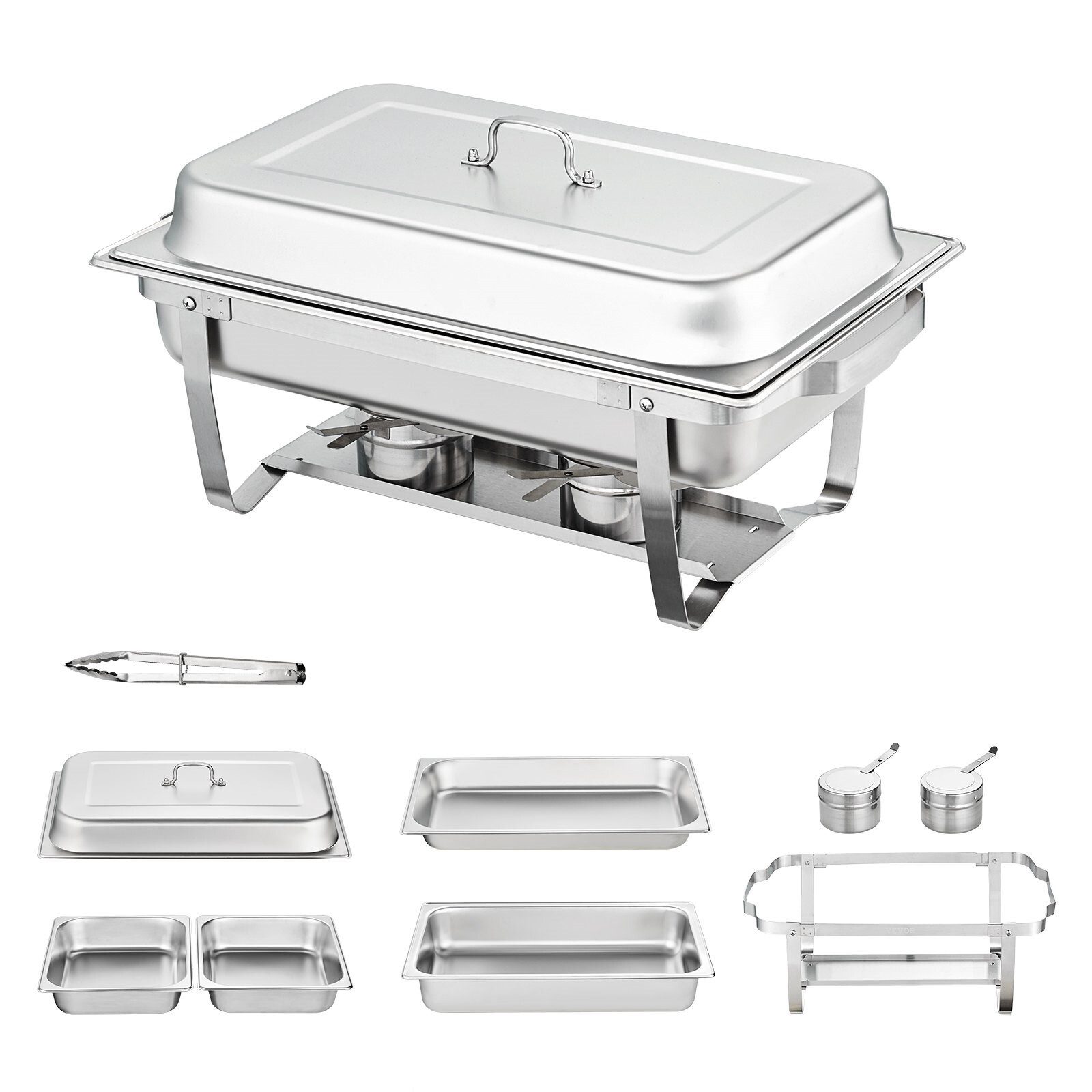 Professional warming container made of stainless steel 18L chafing dish starter set 2x large / 4x small warming containers commercial for food, cakes, catering, snack bar, restaurant, gastro, hotel canteen