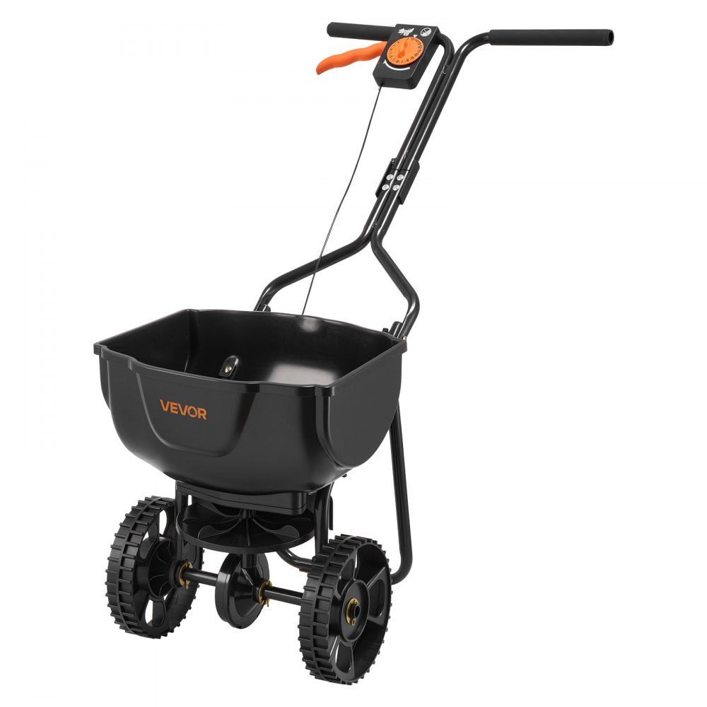Spreader 6.8 kg capacity, fertilizer spreader 3 m spreading width, centrifugal spreader with 25.4 cm tires, adjustable spreading quantity, standard spreader for fertilizer and seeds in the home garden
